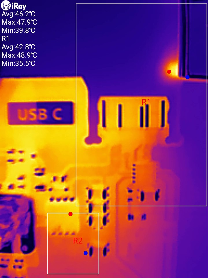 Thermal test of the PCB edge USB-C connector
